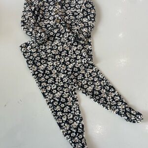 Kids Floral Matching Set - Black and Cream